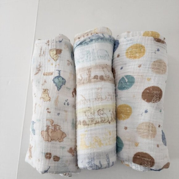 Disney Baby Aden + Anais muslin swaddle blanket bundle of 3 Winnie the Pooh - Picture 6 of 7